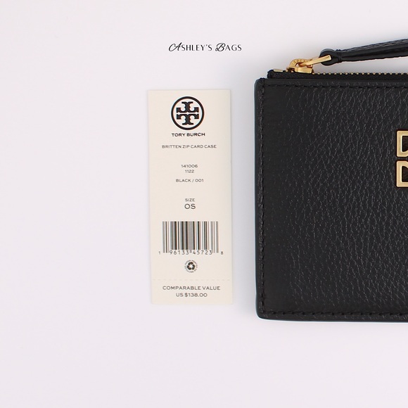 Tory Burch Britten Zip Card Case Wallet In Black - Picture 3 of 3